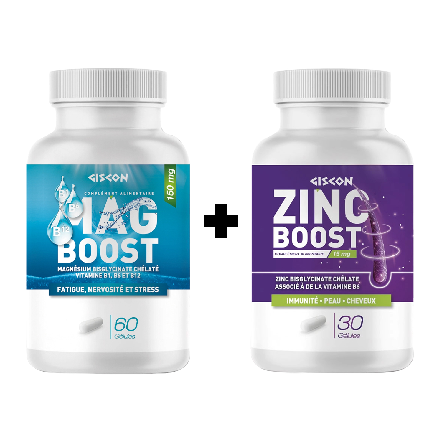 MagBoost Magnésium Bisglycinate 60 gélules + Zinc Boost Bisglycinate 30 gélules